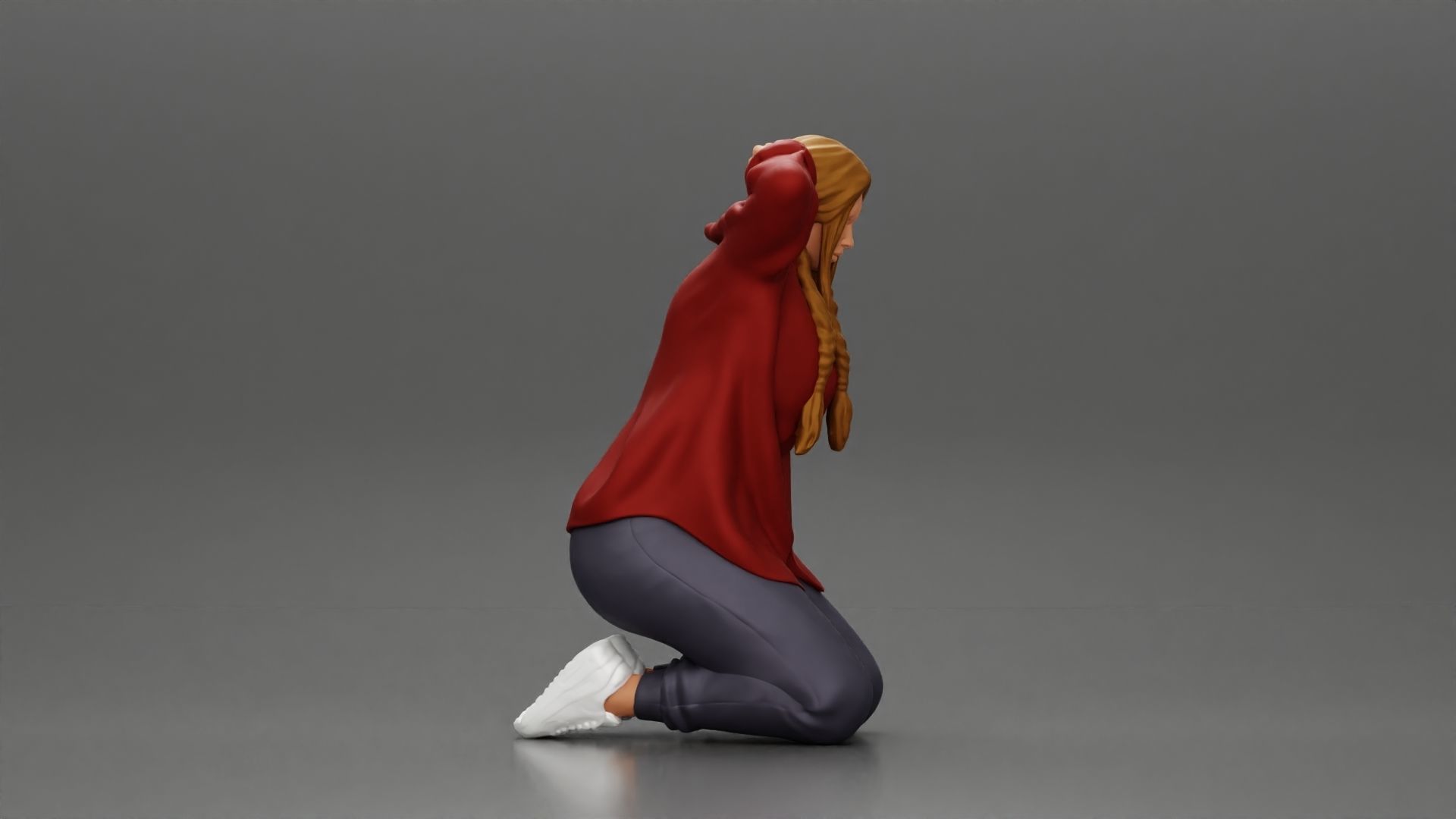 Chola Girl sitting putting his hands behind head to be arrested 3D print model_2