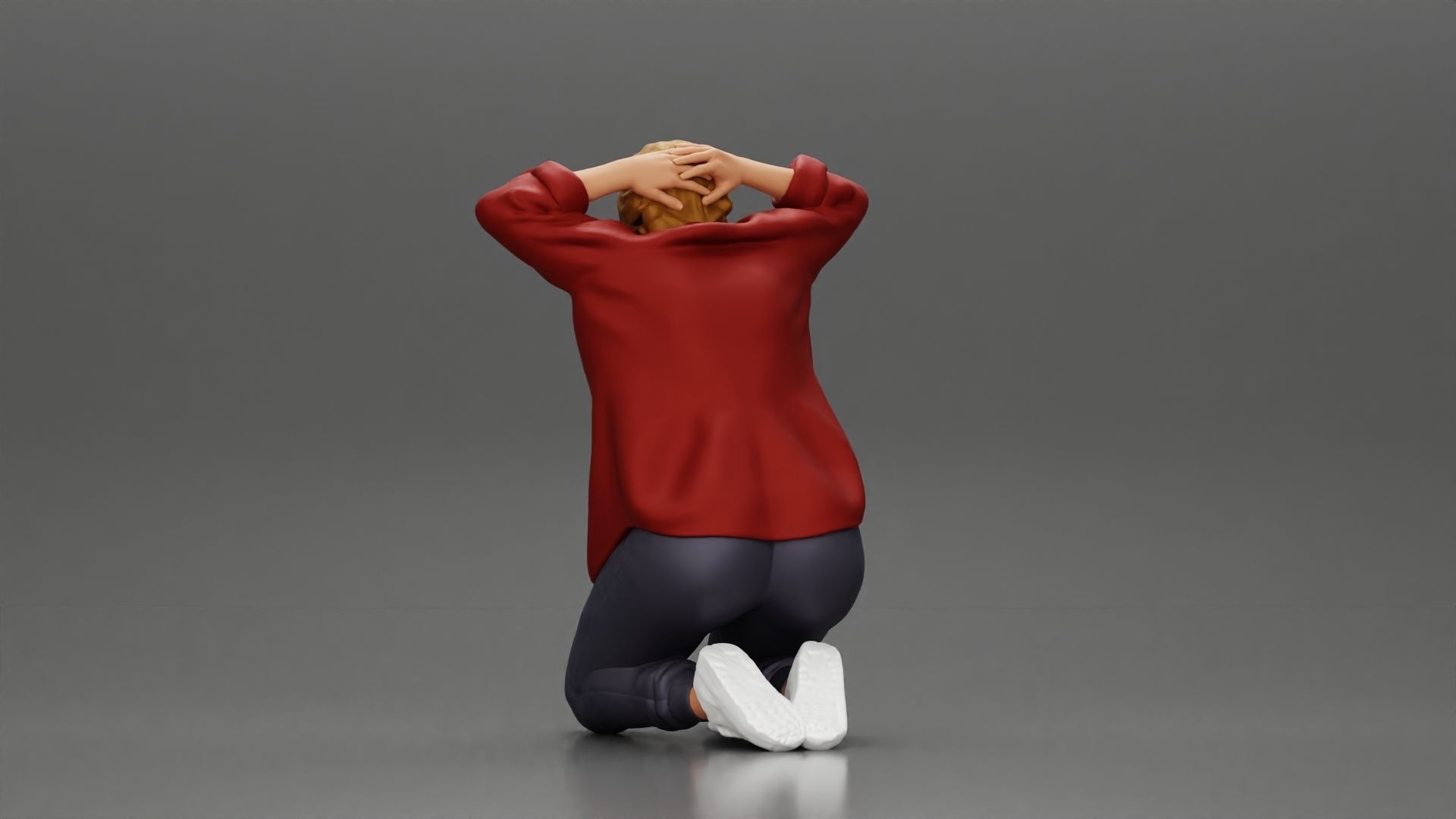 Chola Girl sitting putting his hands behind head to be arrested 3D print model_4