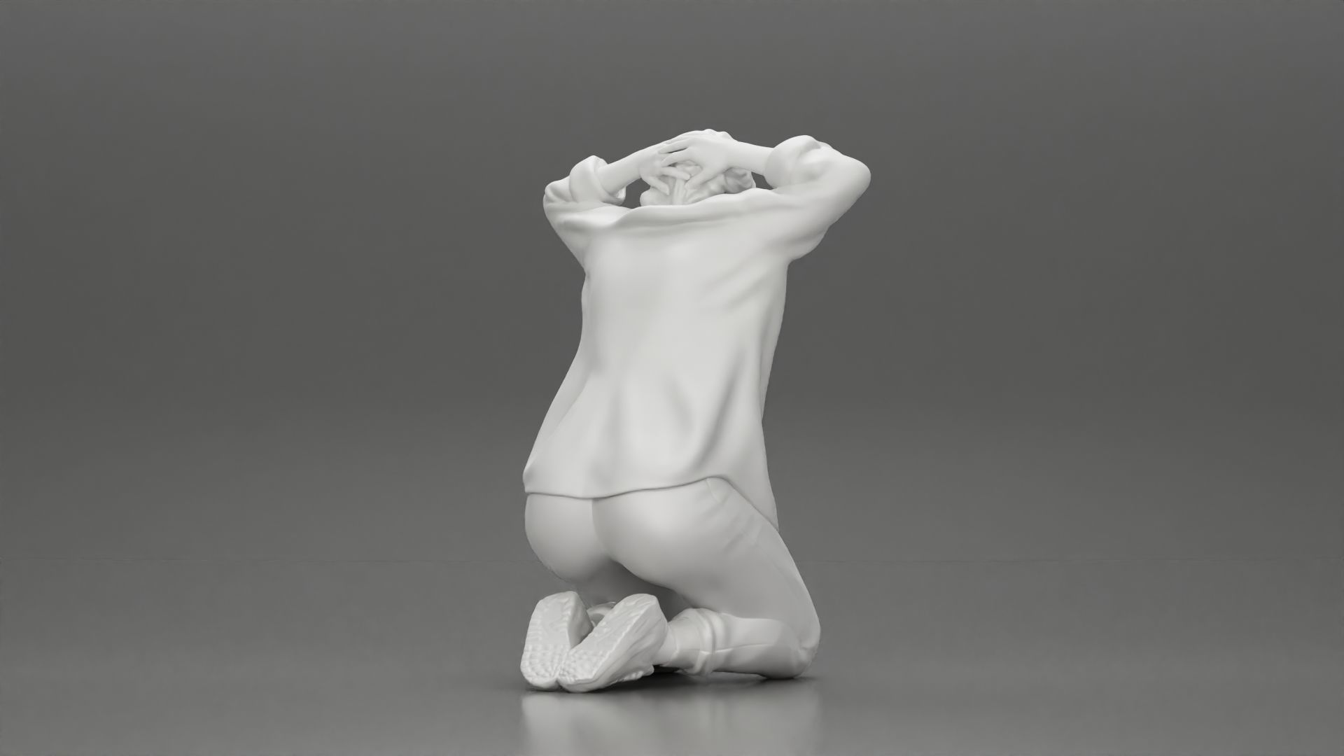 Chola Girl sitting putting his hands behind head to be arrested 3D print model_9