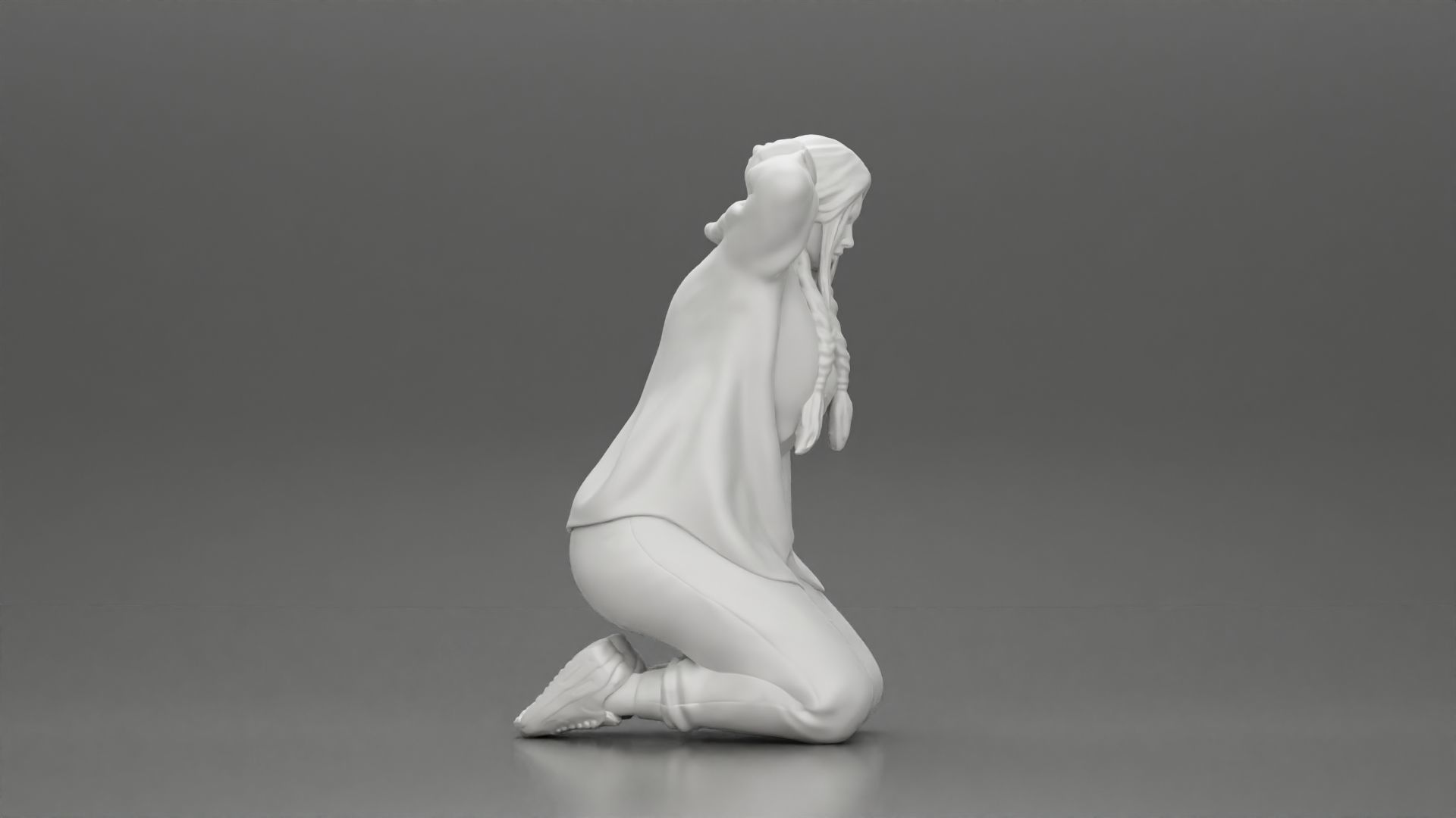 Chola Girl sitting putting his hands behind head to be arrested 3D print model_8