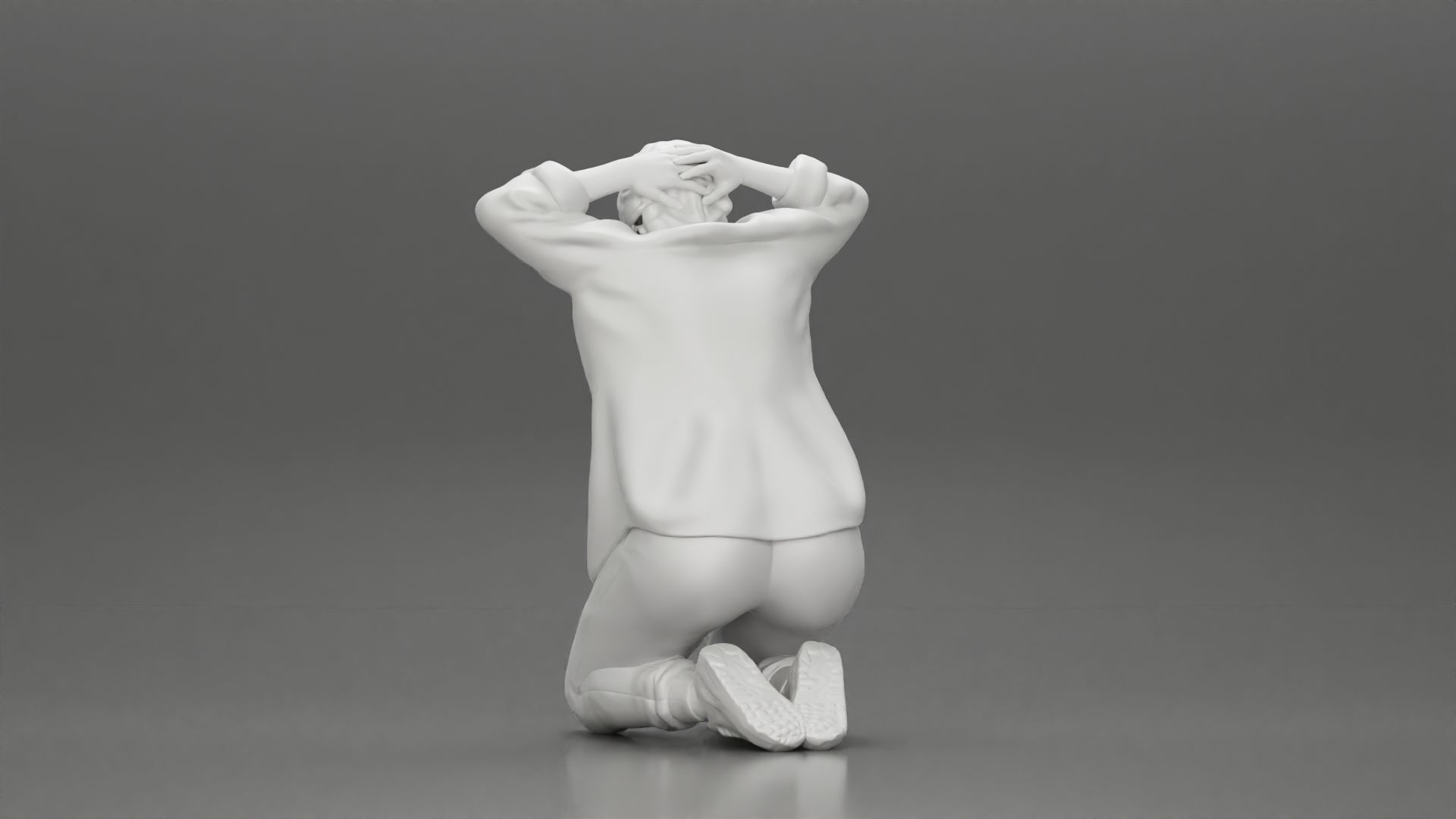 Chola Girl sitting putting his hands behind head to be arrested 3D print model_10