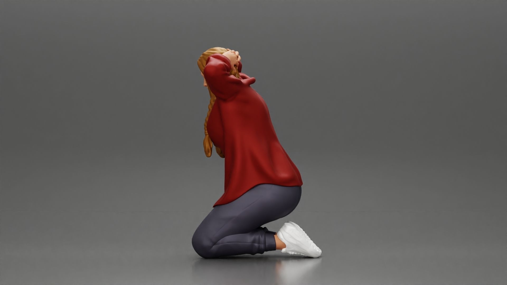 Chola Girl sitting putting his hands behind head to be arrested 3D print model_5