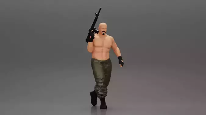 mafia gangster in gloves pants holding a submachine gun