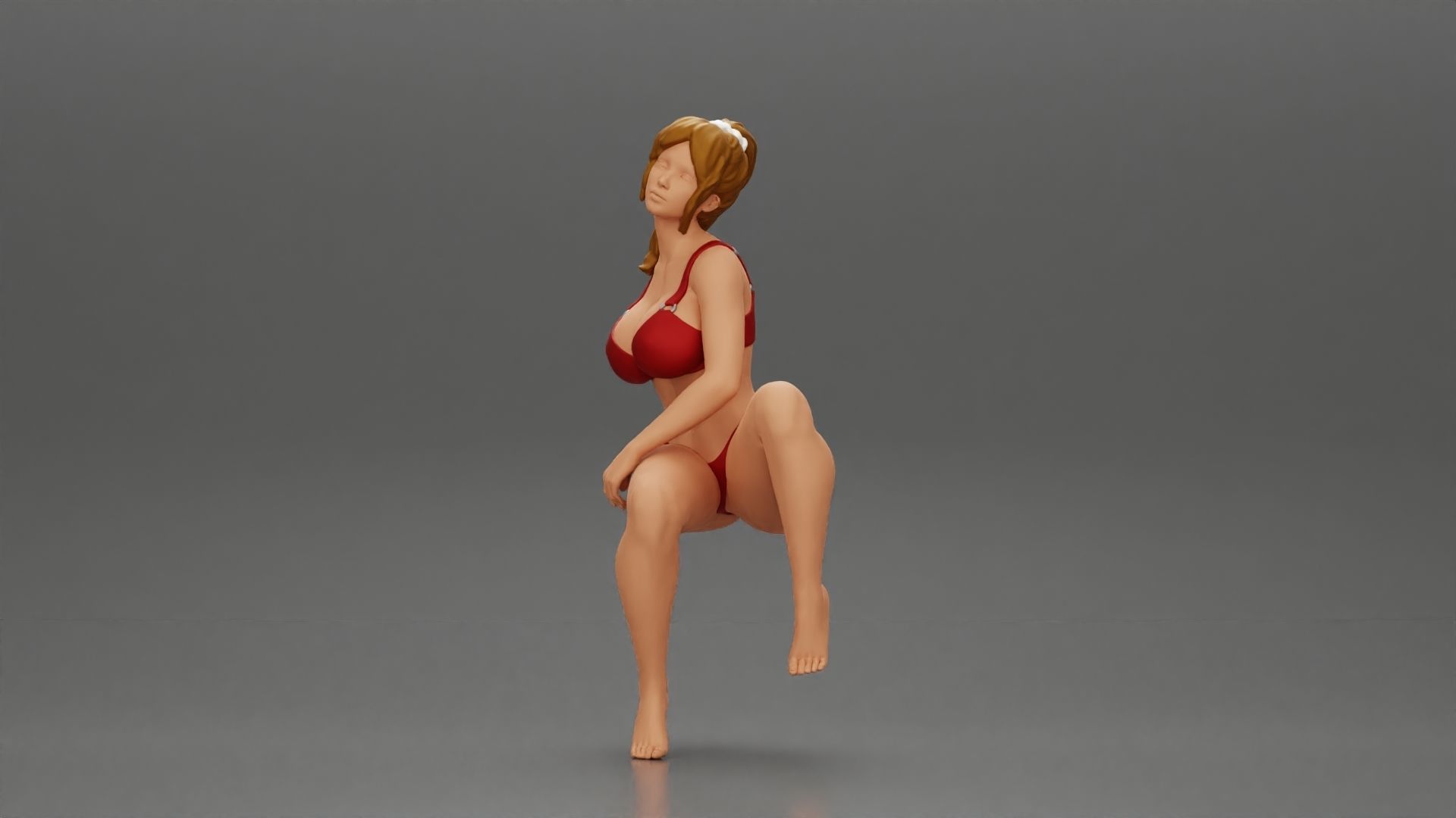 sexy girl in a bikini posing on the beach sitting on the chair 3D print model_5
