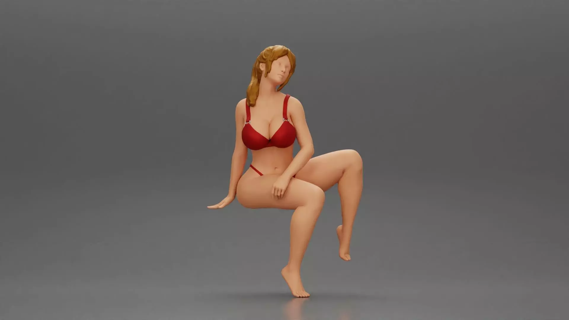 sexy girl in a bikini posing on the beach sitting on the chair 3D print model_0