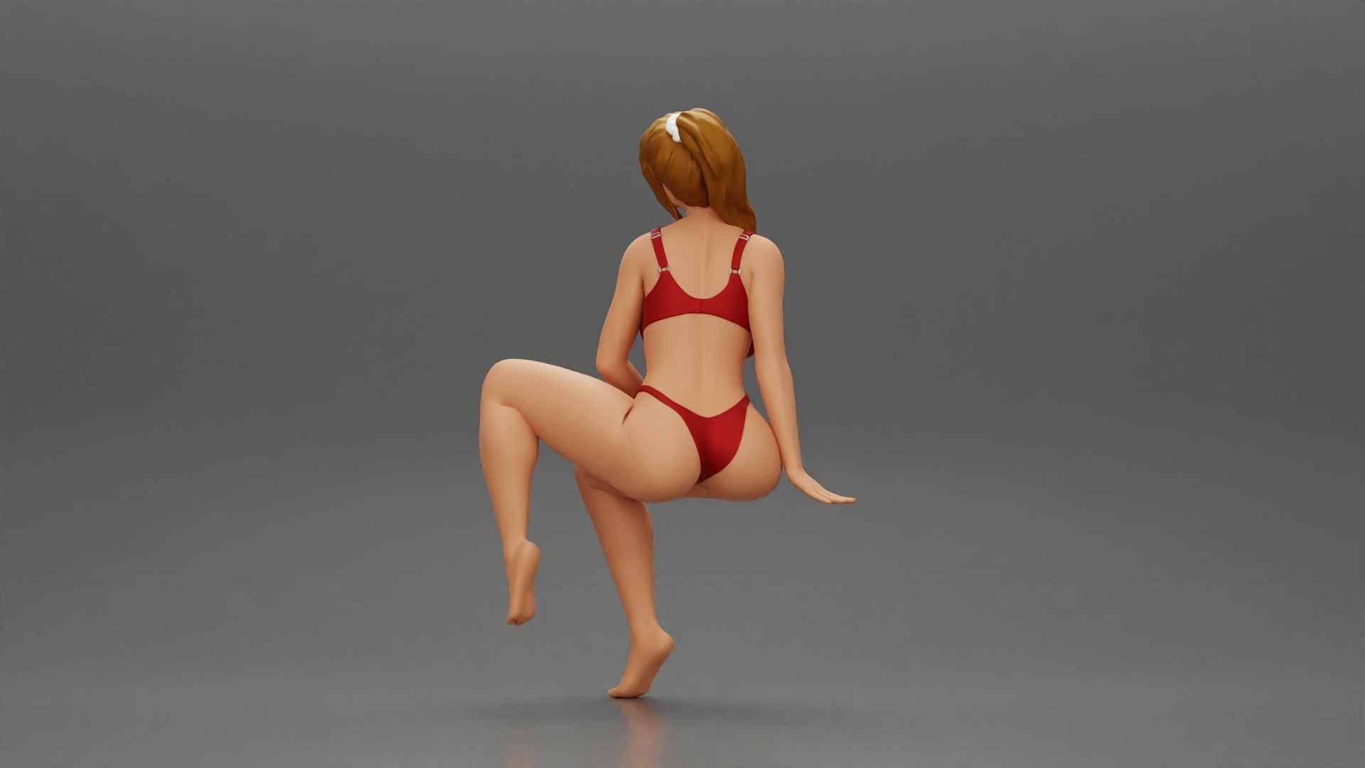 sexy girl in a bikini posing on the beach sitting on the chair 3D print model_3