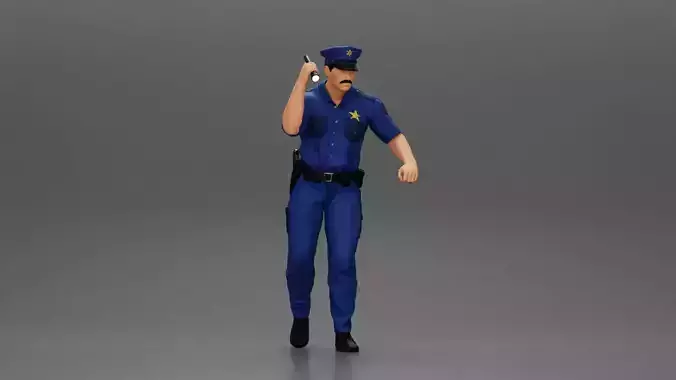 Police man walking Searching With Flash Light