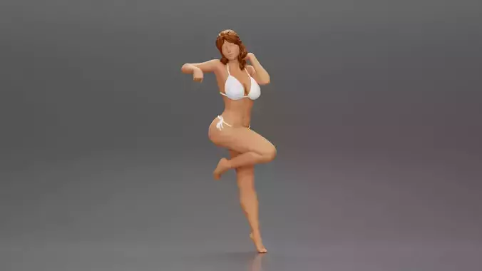 Sexy girl in bikini Leaning Against car