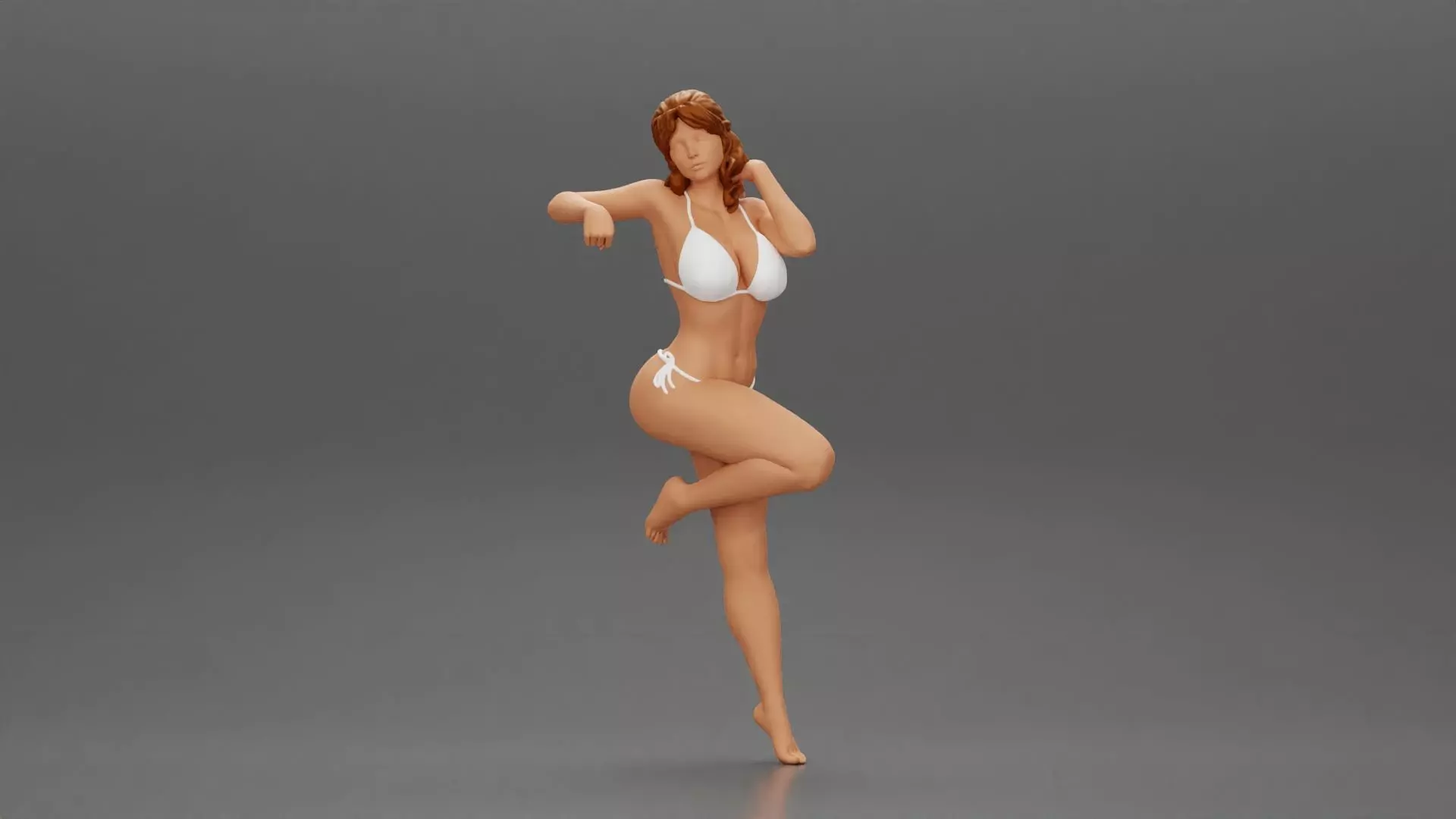 Sexy girl in bikini Leaning Against car 3D print model