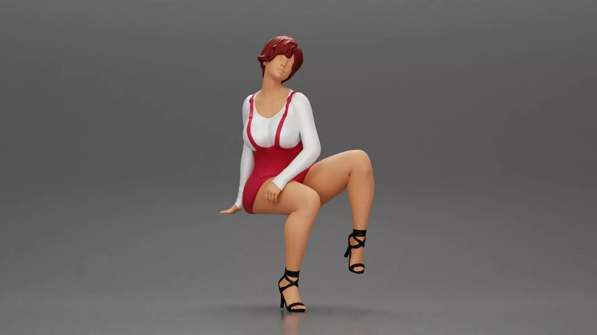 sexy girl in overalls sitting on the chair 3D print model