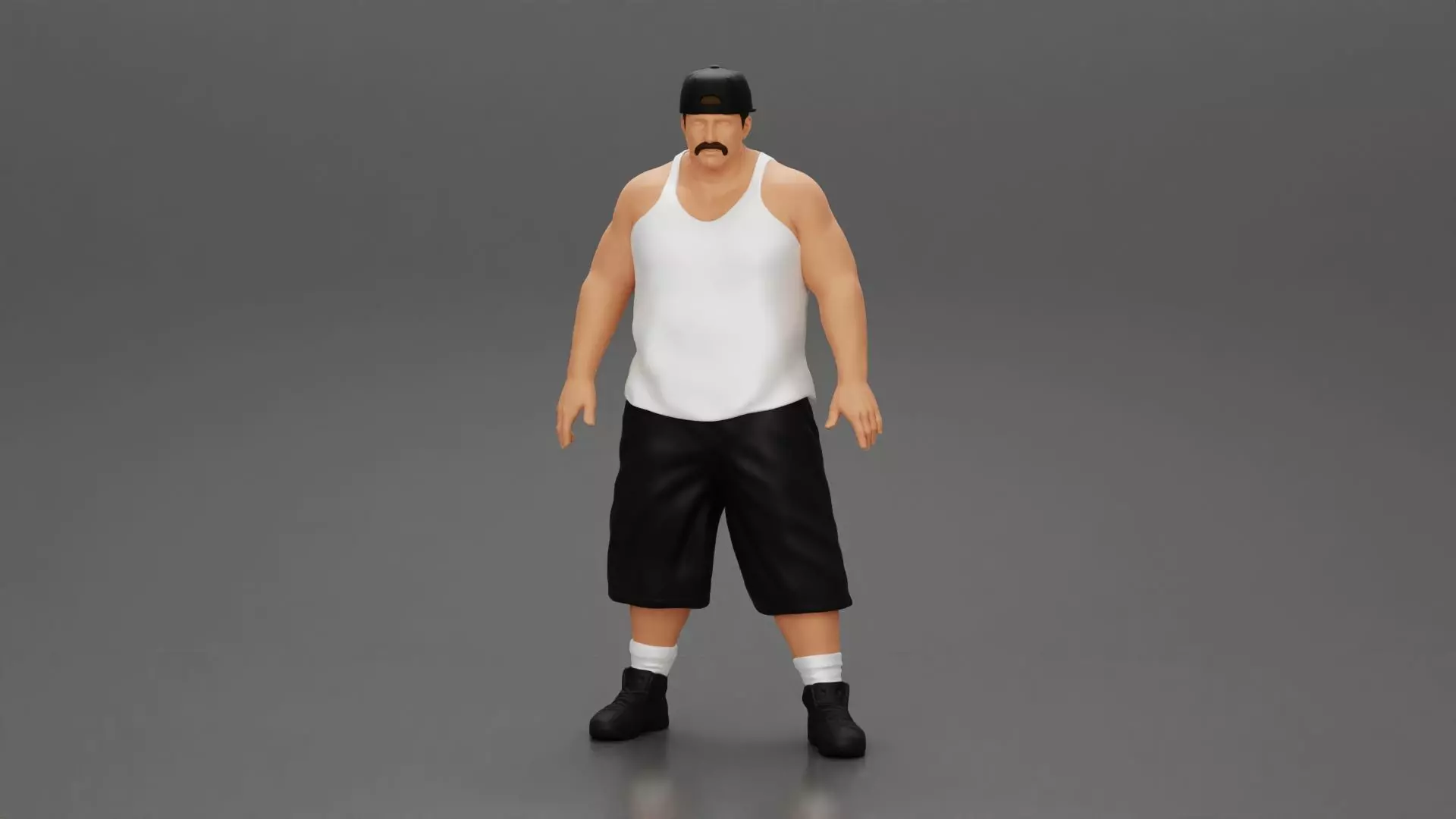 Big strong gangster homie in cap turned backwards 3D print model_0