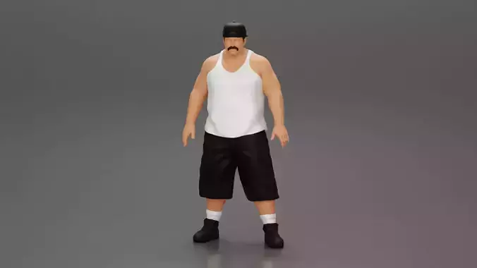 Big strong gangster homie in cap turned backwards