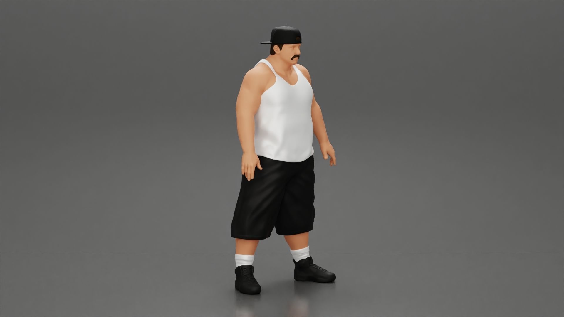 Big strong gangster homie in cap turned backwards 3D print model_1