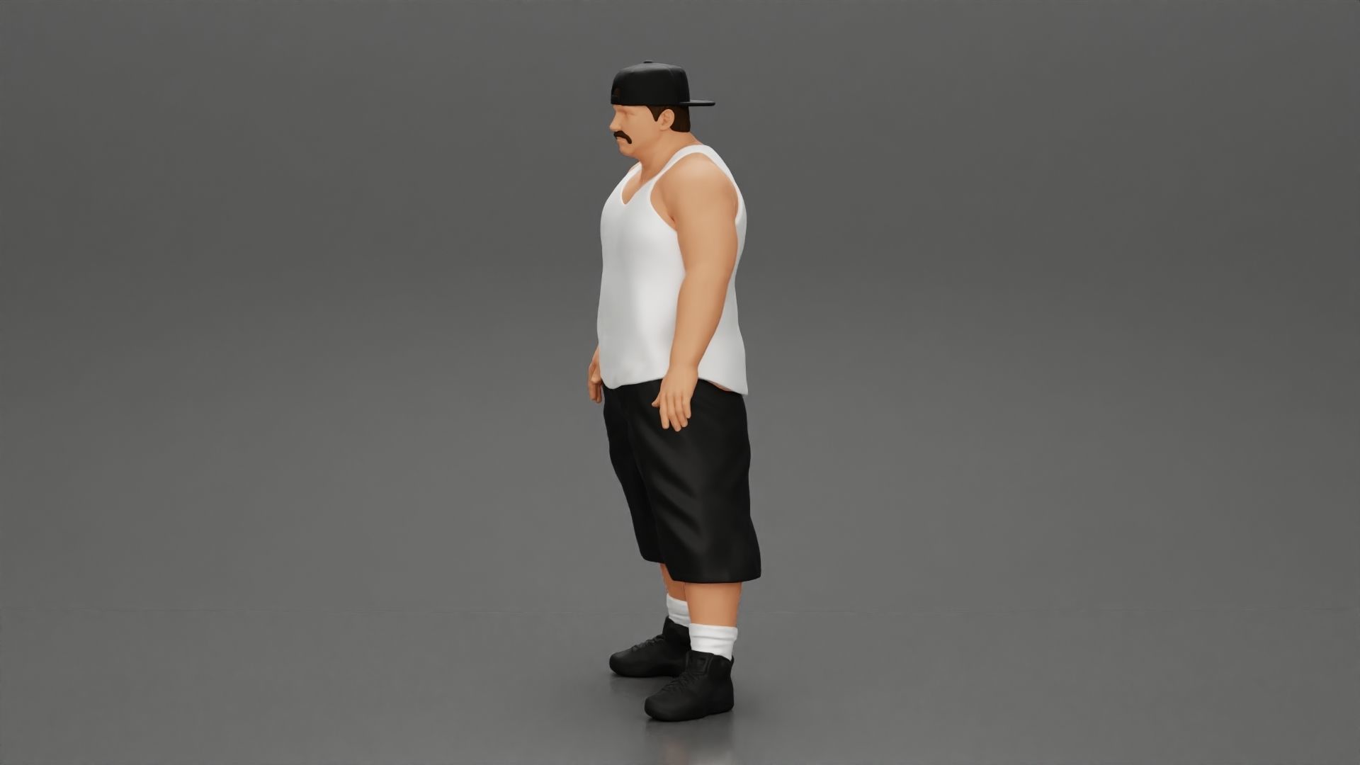 Big strong gangster homie in cap turned backwards 3D print model_5