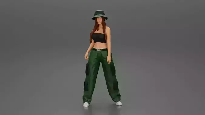 gangster lowrider girl posing in hat with pigtail hairstyle