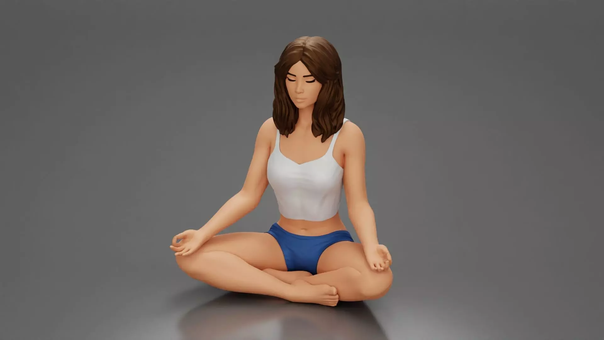 girl sitting in yoga pose meditation 3D print model