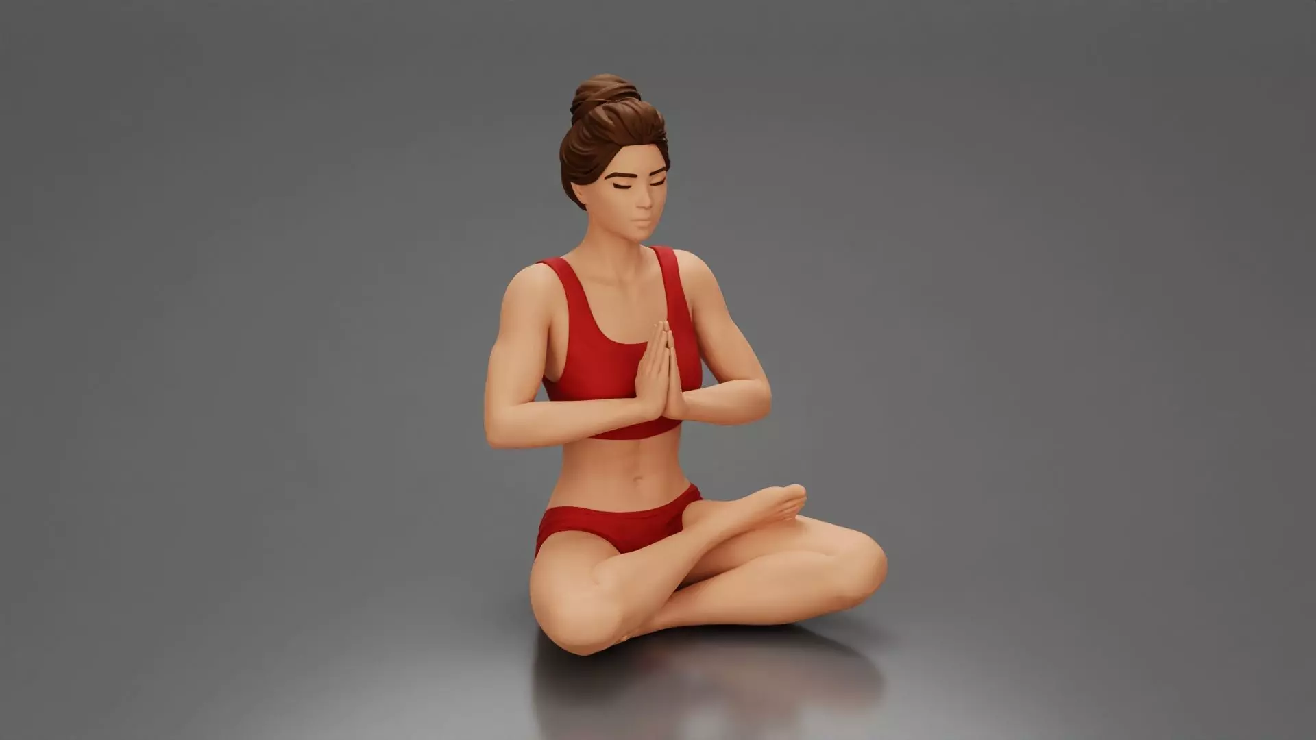 girl in shorts doing sukhasana yoga pose 3D print model