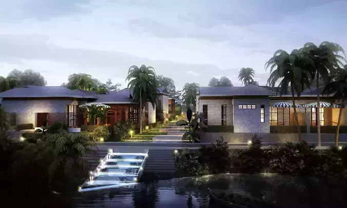 3D model of 2022 luxury fashion villa exterior 01