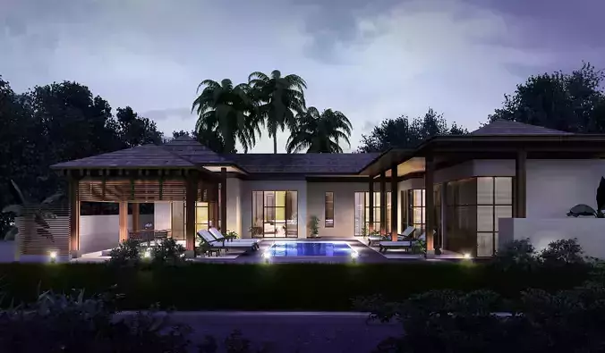 3D model of 2022 luxury fashion villa exterior 03