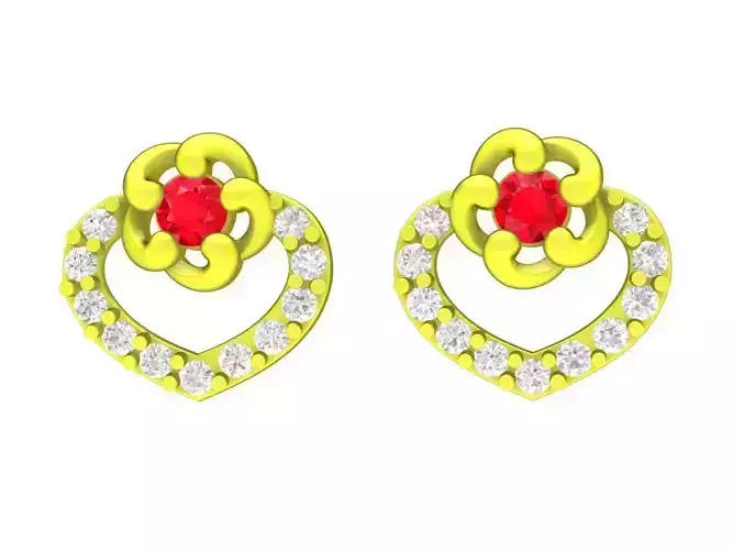 6251 korean art heart diamond earrings