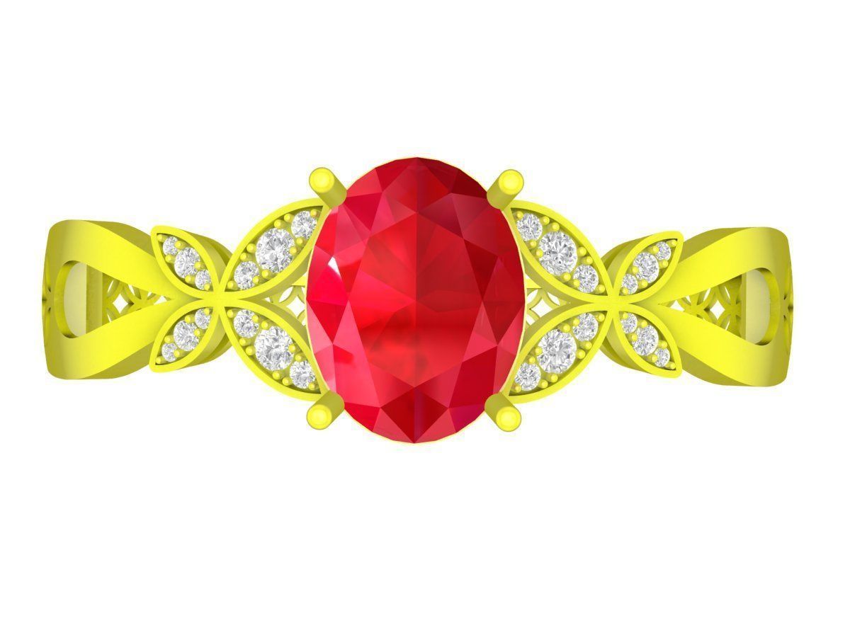 6255 Flower Oval Diamond Bangle 3D print model_1