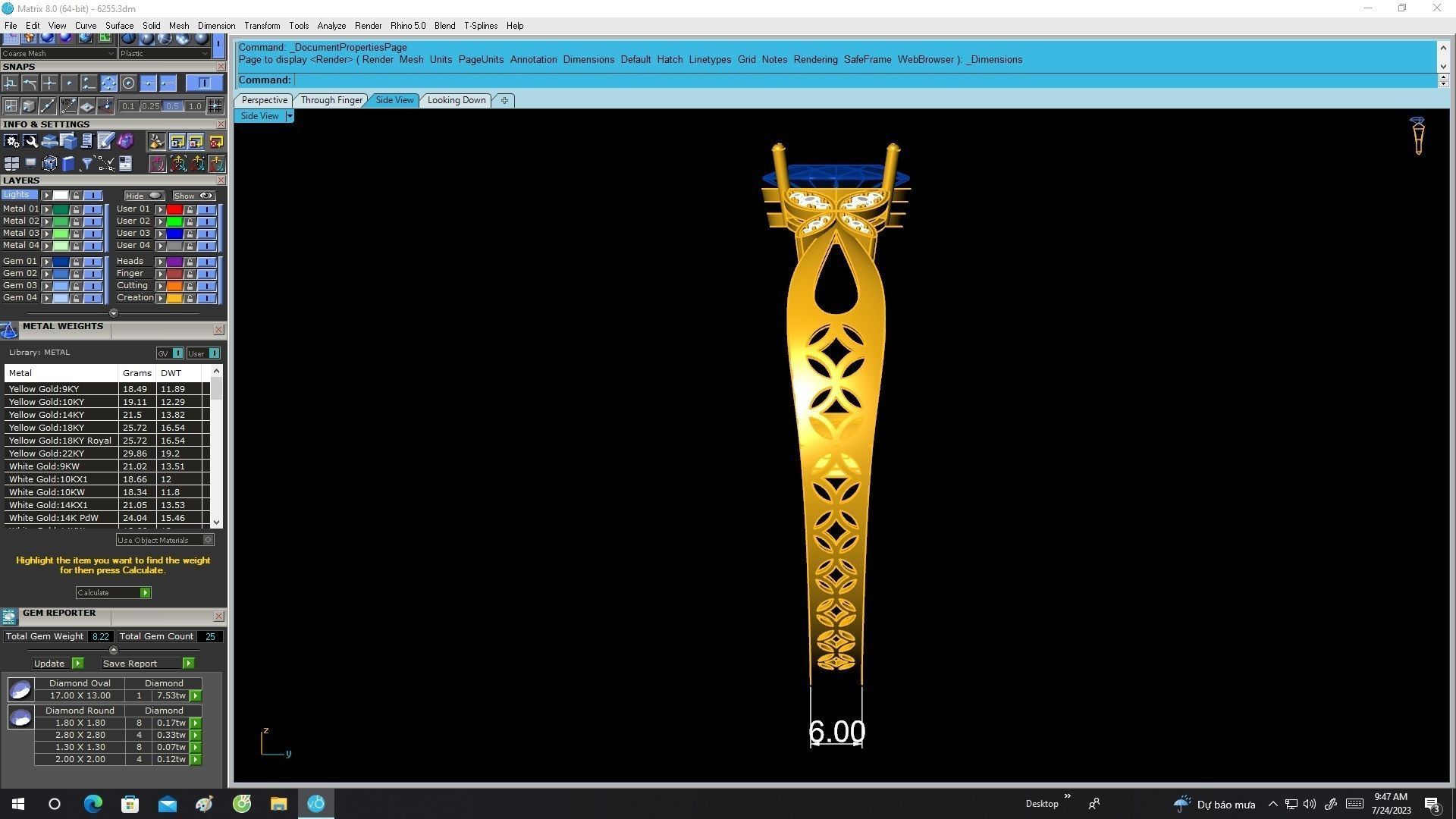 6255 Flower Oval Diamond Bangle 3D print model_7