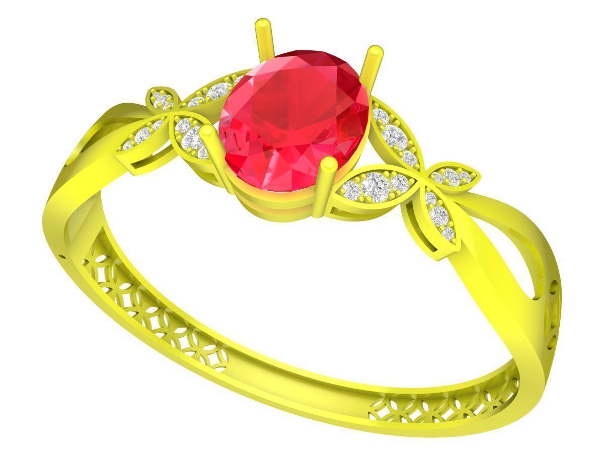 6255 Flower Oval Diamond Bangle 3D print model_2