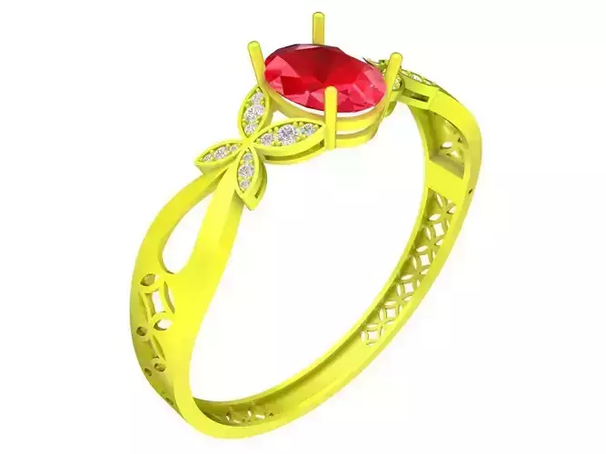 6255 Flower Oval Diamond Bangle