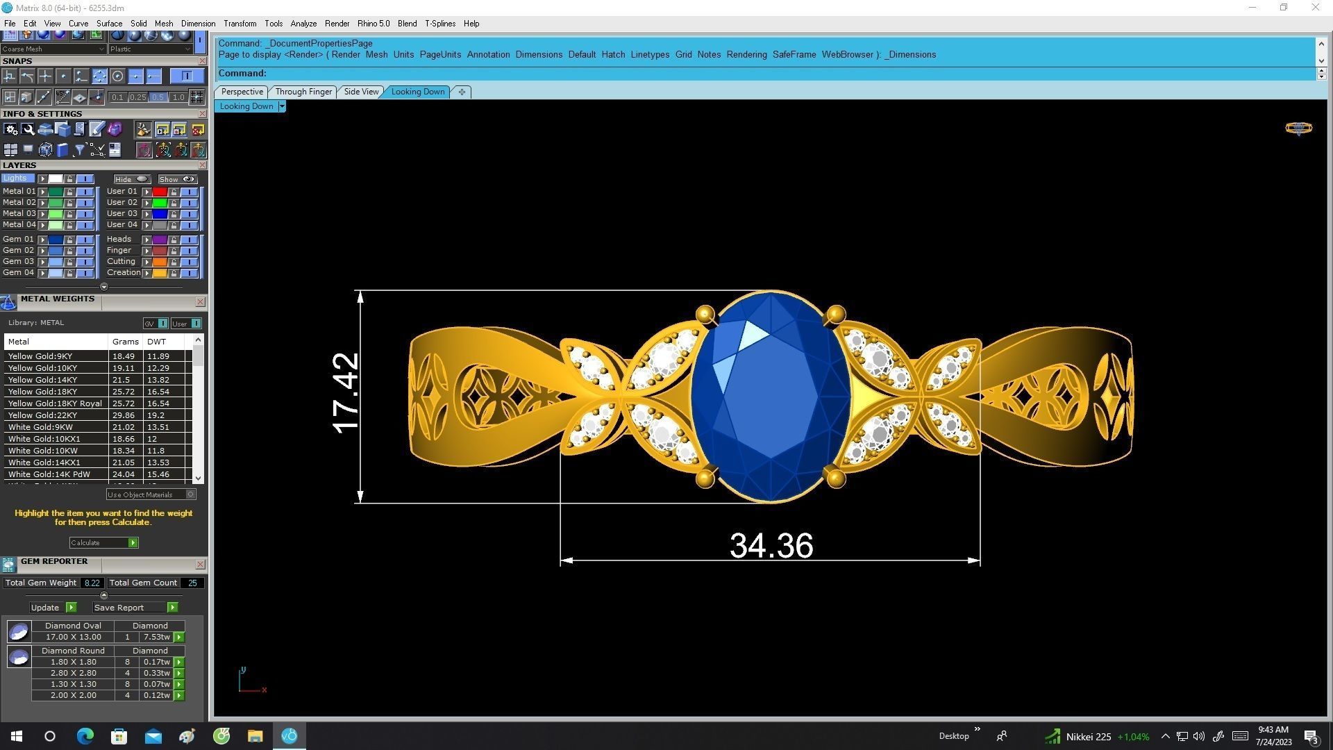 6255 Flower Oval Diamond Bangle 3D print model_5