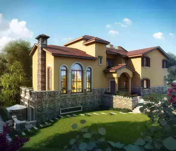 3D model of 2022 luxury fashion villa exterior 05