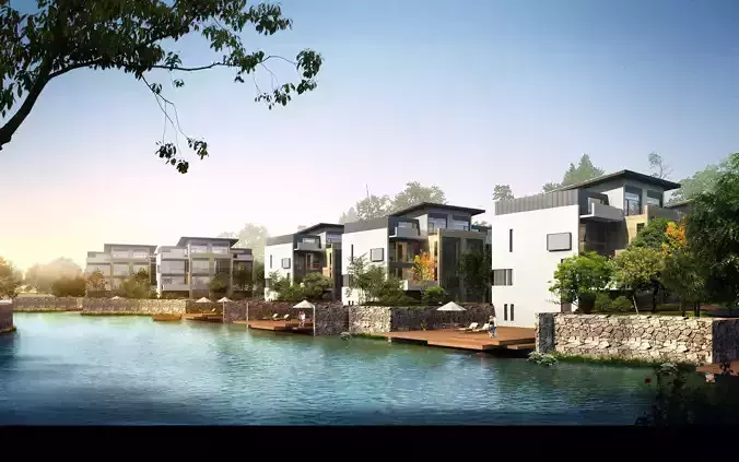 3D model of 2022 luxury fashion villa exterior 06