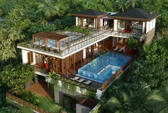 3D model of 2022 luxury fashion villa exterior 07