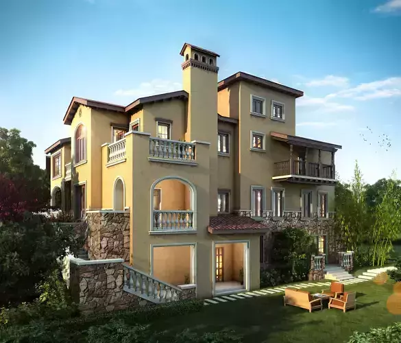 3D model of 2022 luxury fashion villa exterior 08