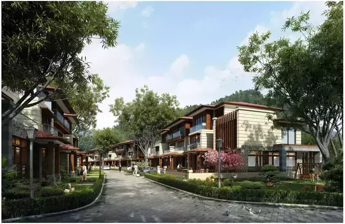 3D model of 2022 luxury fashion villa exterior 09