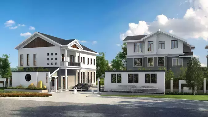 3D model of 2022 luxury fashion villa exterior 10