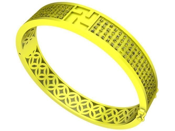 6268 THE HEART SUTRA buddha bangle 3D print model