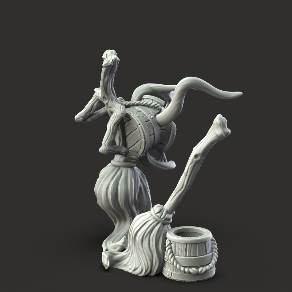 Mr Mop Mrs Bucket - 3D Printable TTRPG - PRESUPPORTED - 32mm 3D print model_5
