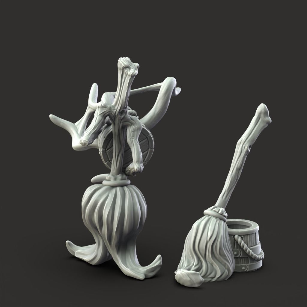 Mr Mop Mrs Bucket - 3D Printable TTRPG - PRESUPPORTED - 32mm 3D print model_6