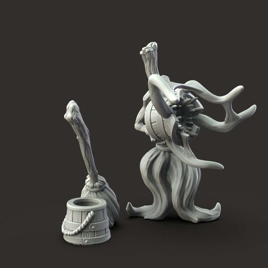 Mr Mop Mrs Bucket - 3D Printable TTRPG - PRESUPPORTED - 32mm 3D print model_4