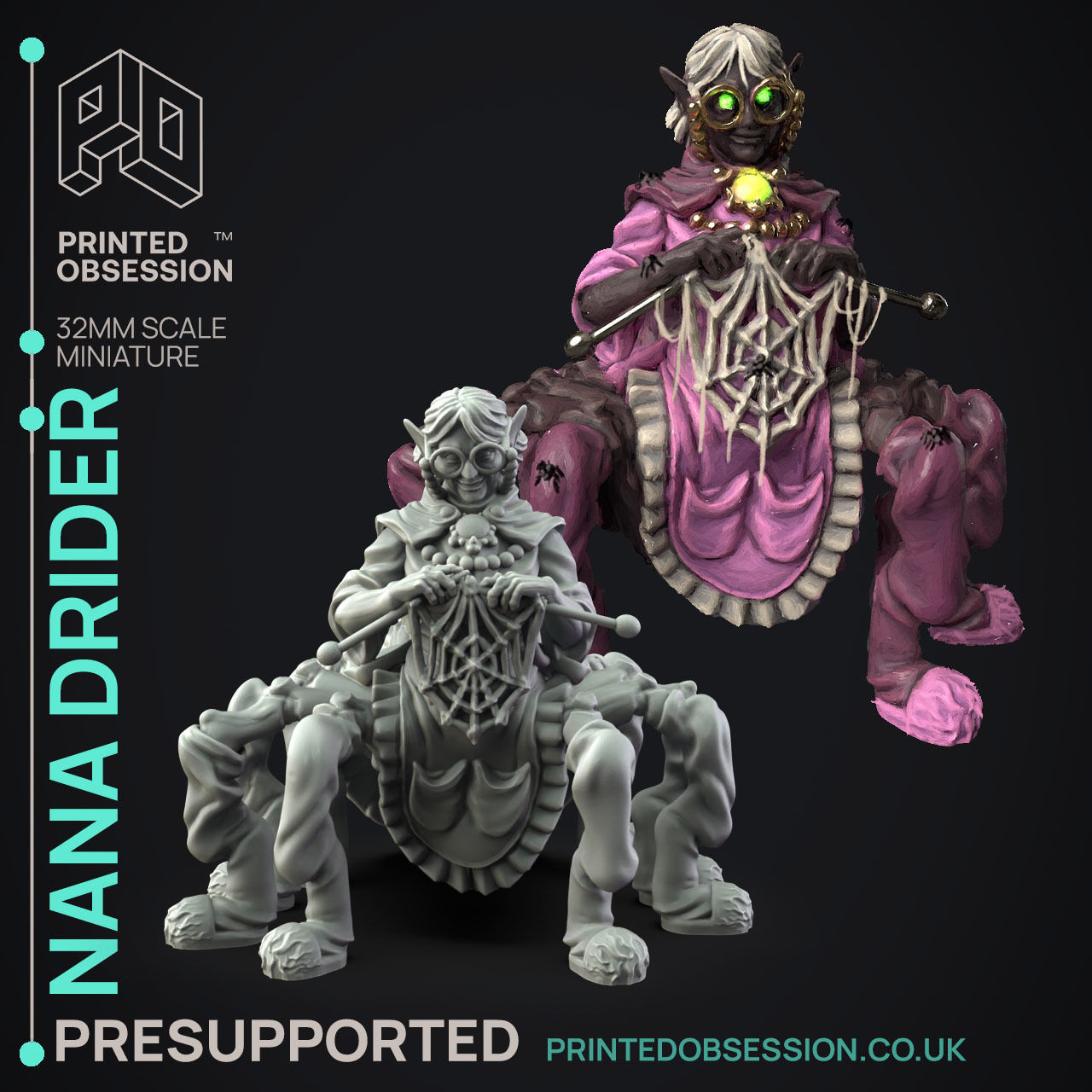 Nana Drider - 3D Printable TTRPG - PRESUPPORTED - 32mm Scale 3D model ...