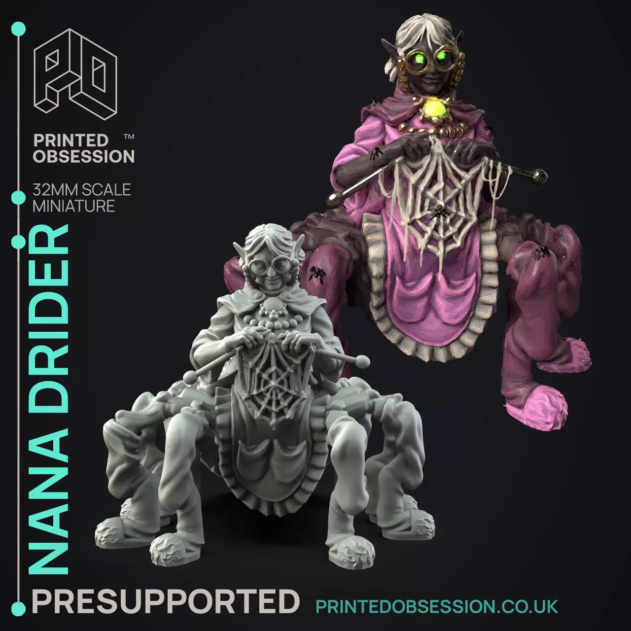 Nana Drider - 3D Printable TTRPG - PRESUPPORTED - 32mm Scale 3D print model_0