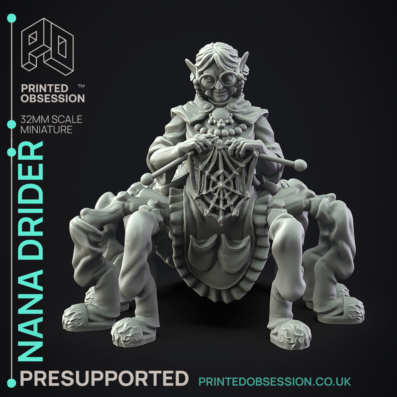 Nana Drider - 3D Printable TTRPG - PRESUPPORTED - 32mm Scale 3D print model_1