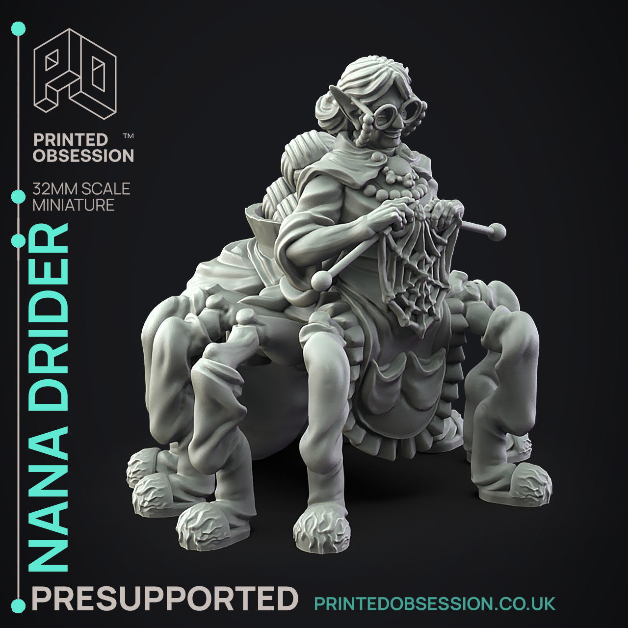 Nana Drider - 3D Printable TTRPG - PRESUPPORTED - 32mm Scale 3D print model_3