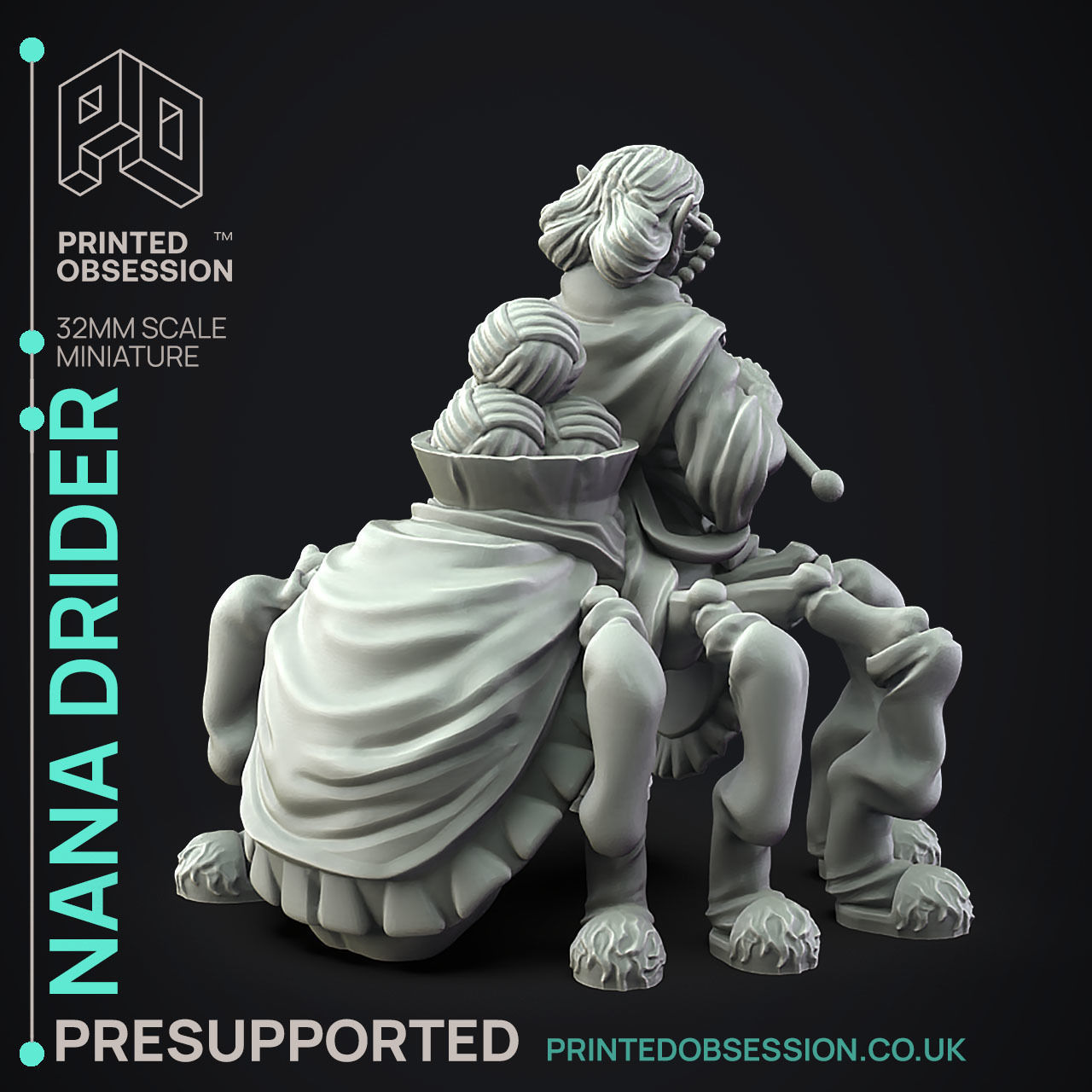 Nana Drider - 3D Printable TTRPG - PRESUPPORTED - 32mm Scale 3D print model_7