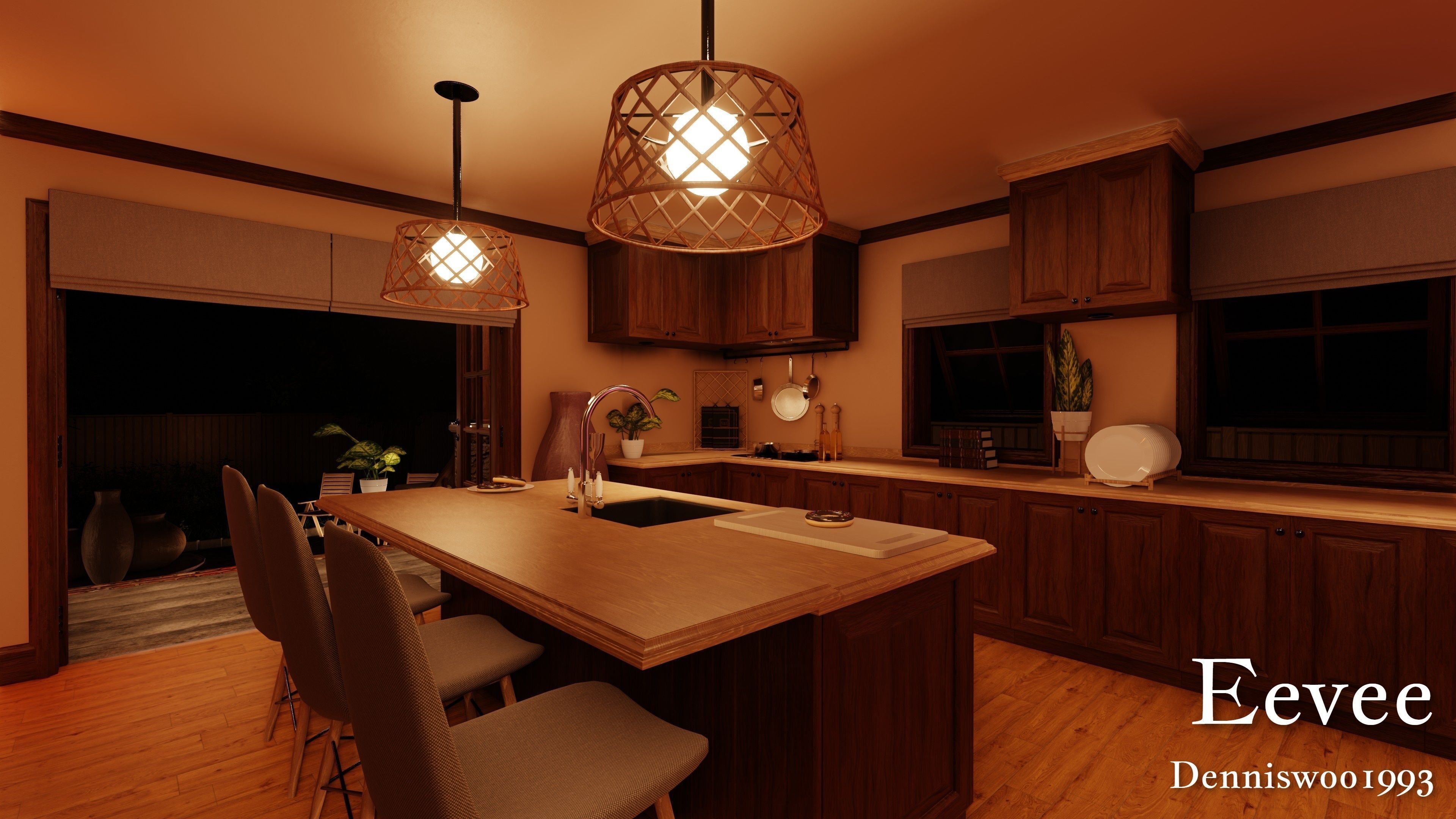 Modular Classic Style American House 8 Low-poly 3D model_41