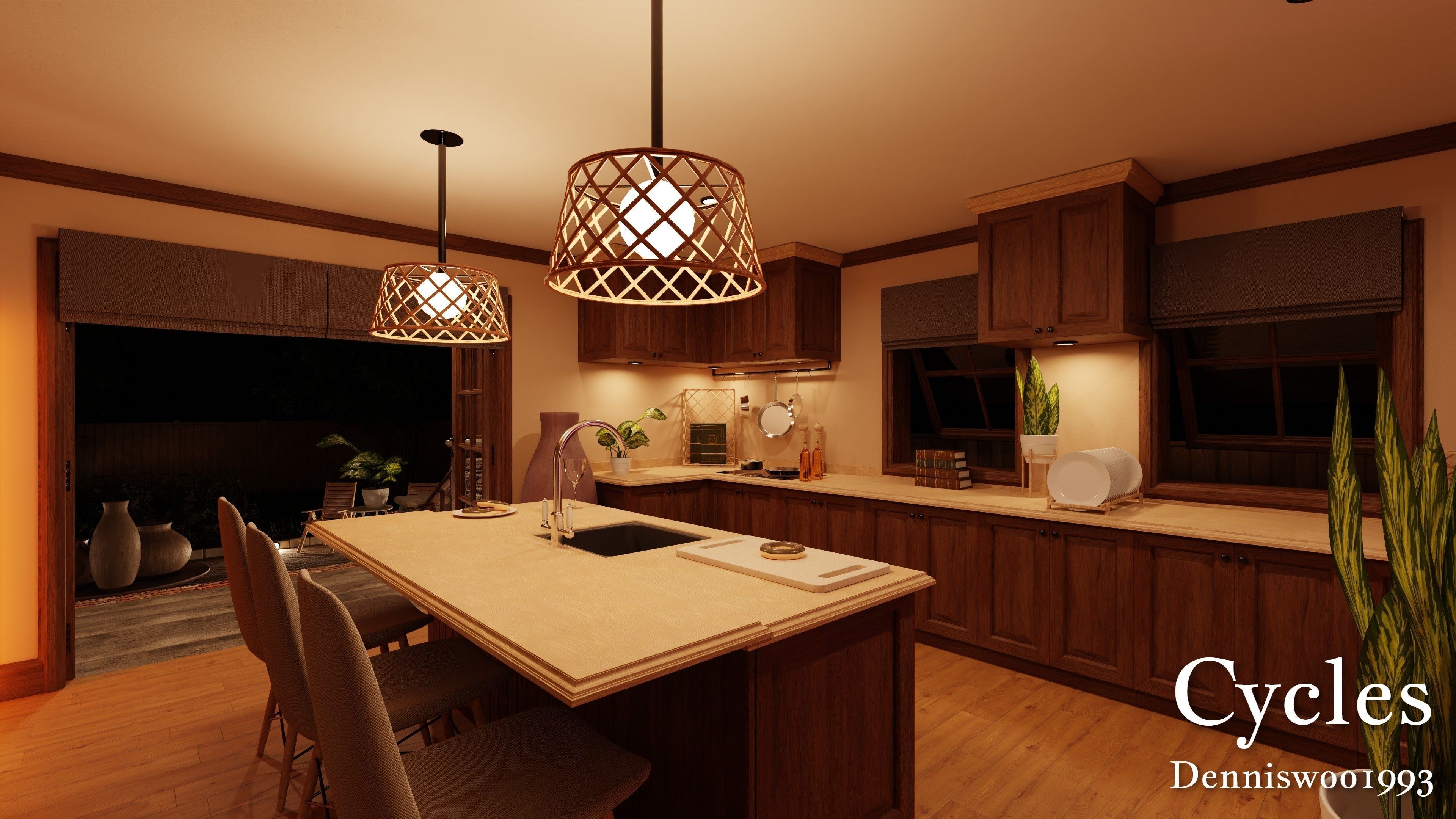 Modular Classic Style American House 8 Low-poly 3D model_22