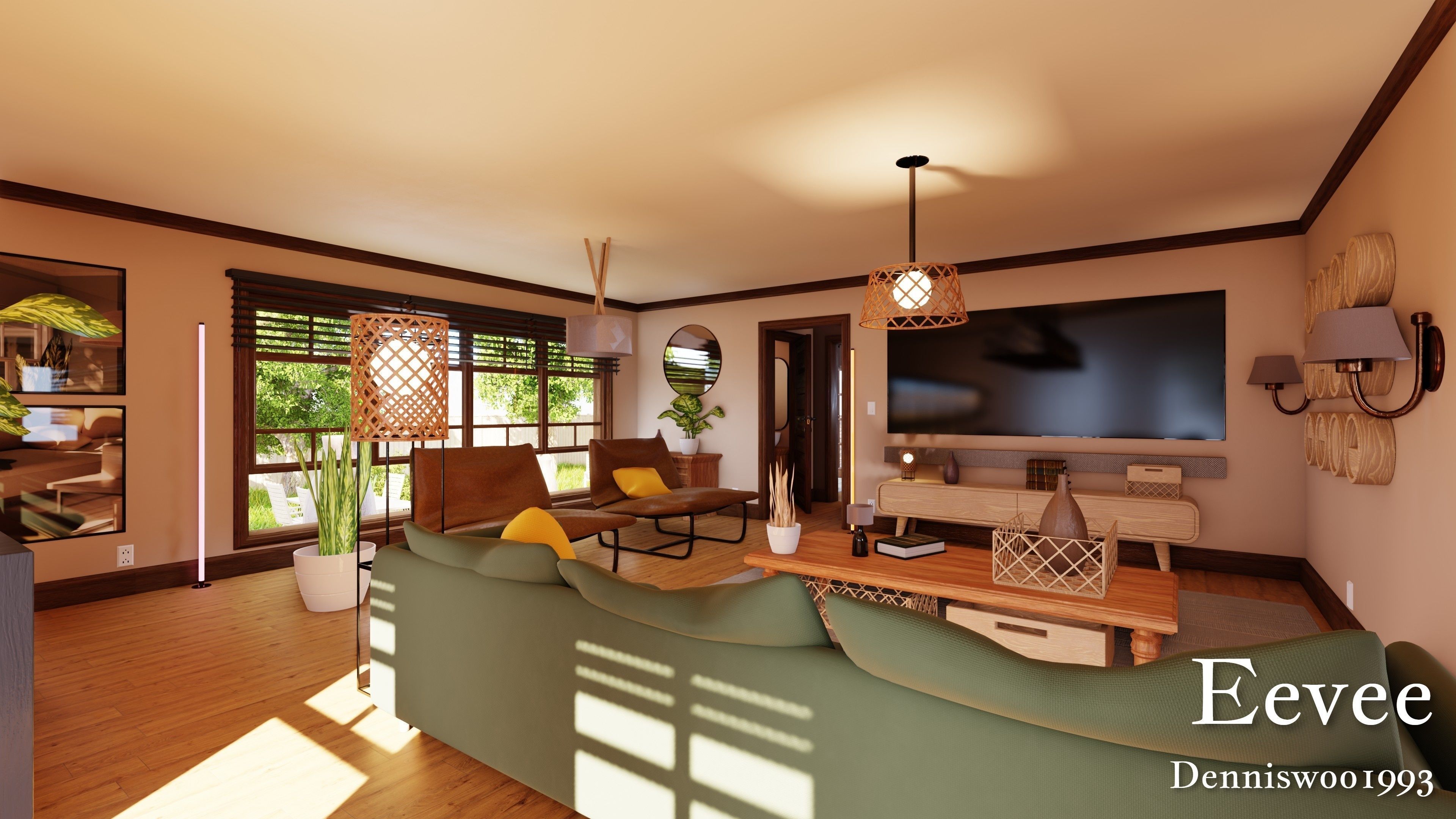 Modular Classic Style American House 8 Low-poly 3D model_28