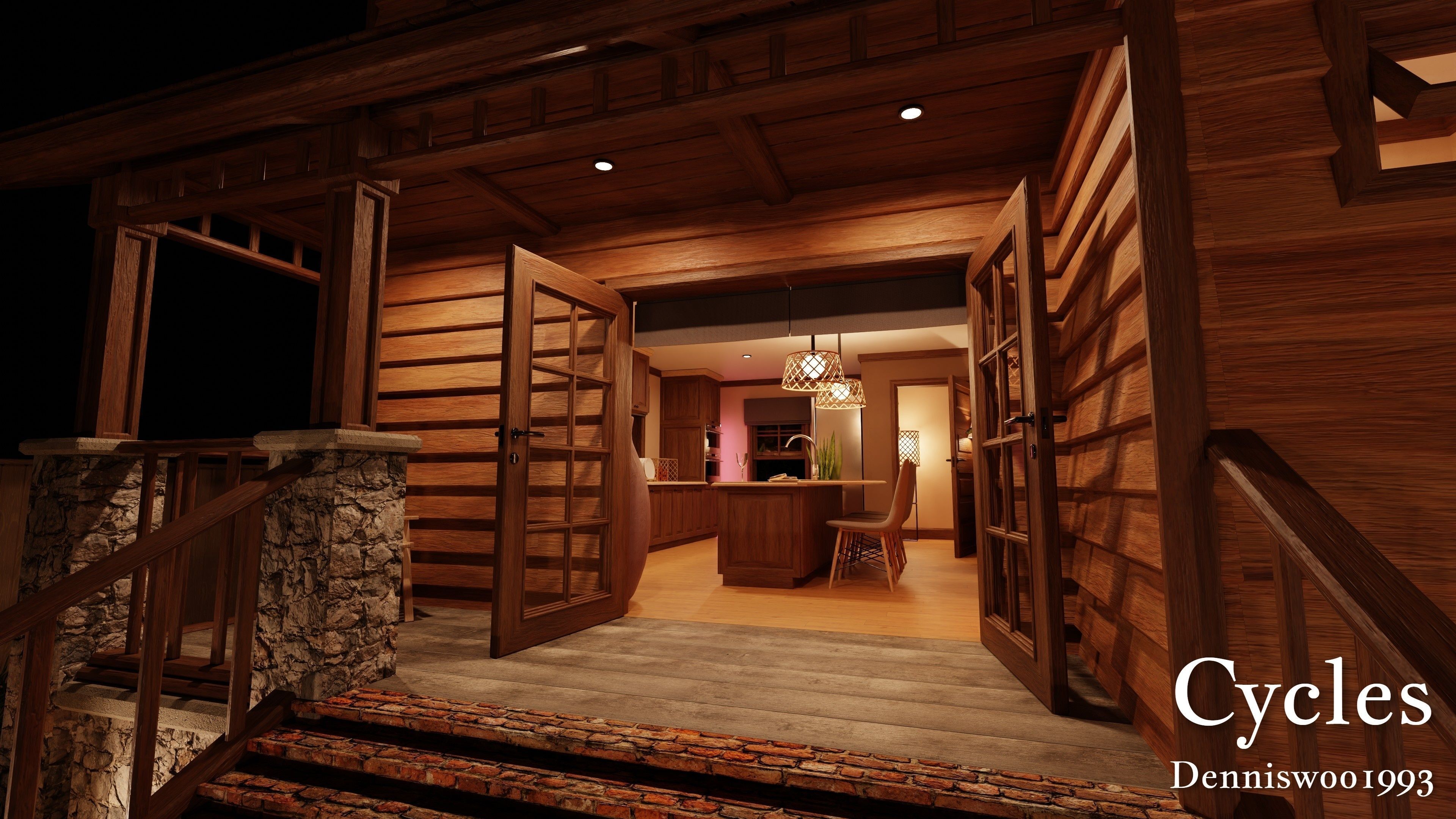 Modular Classic Style American House 8 Low-poly 3D model_27