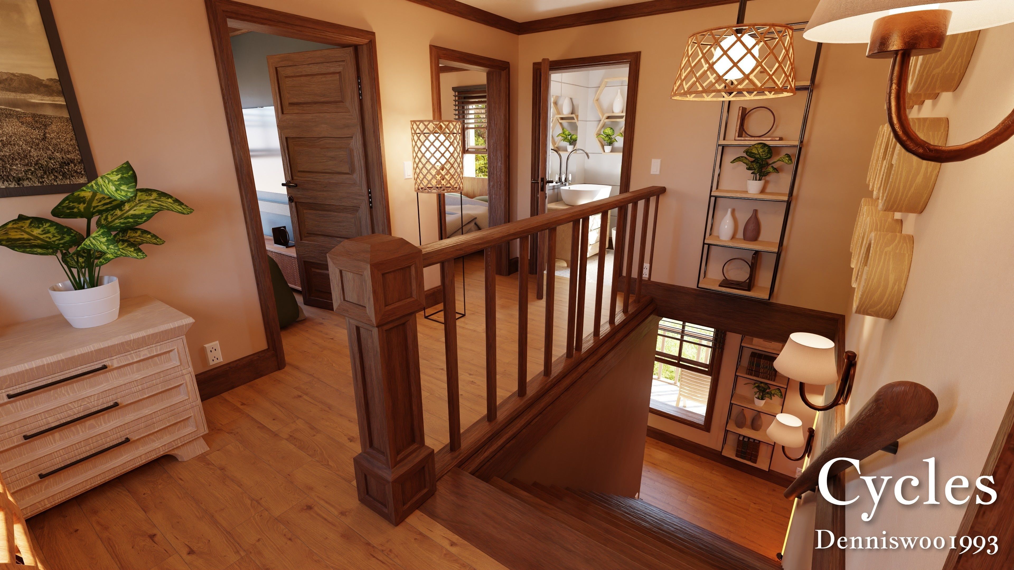 Modular Classic Style American House 8 Low-poly 3D model_16