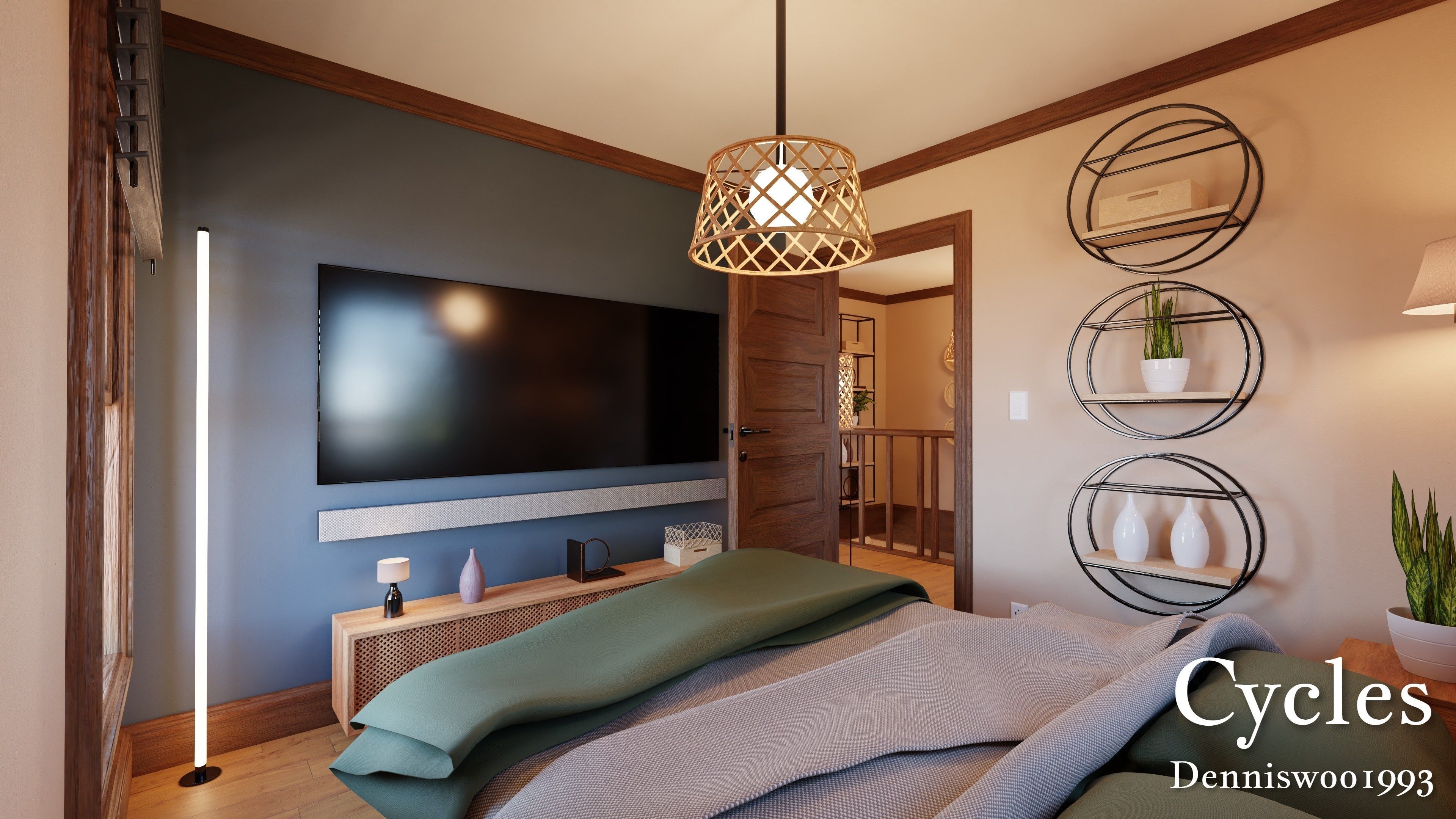 Modular Classic Style American House 8 Low-poly 3D model_15